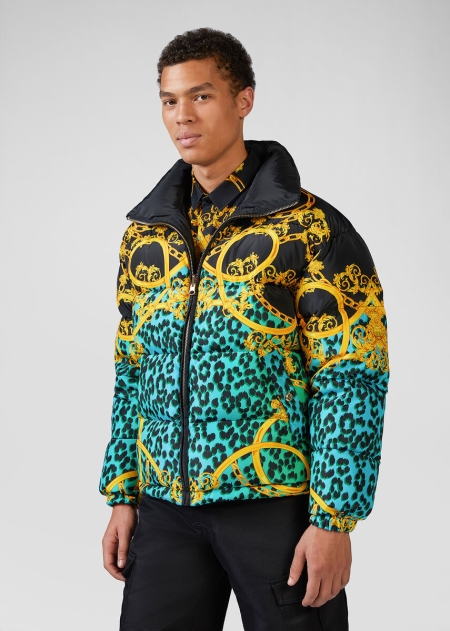 Versace Leo Chain Print Puffer Jacka Herr - 803295OUB